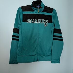Teal and Black Sharks Women's Jacket
